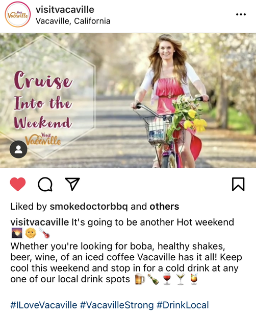 Cruise in the weekend ad of teenage blonde girl riding a bike in a pink dress