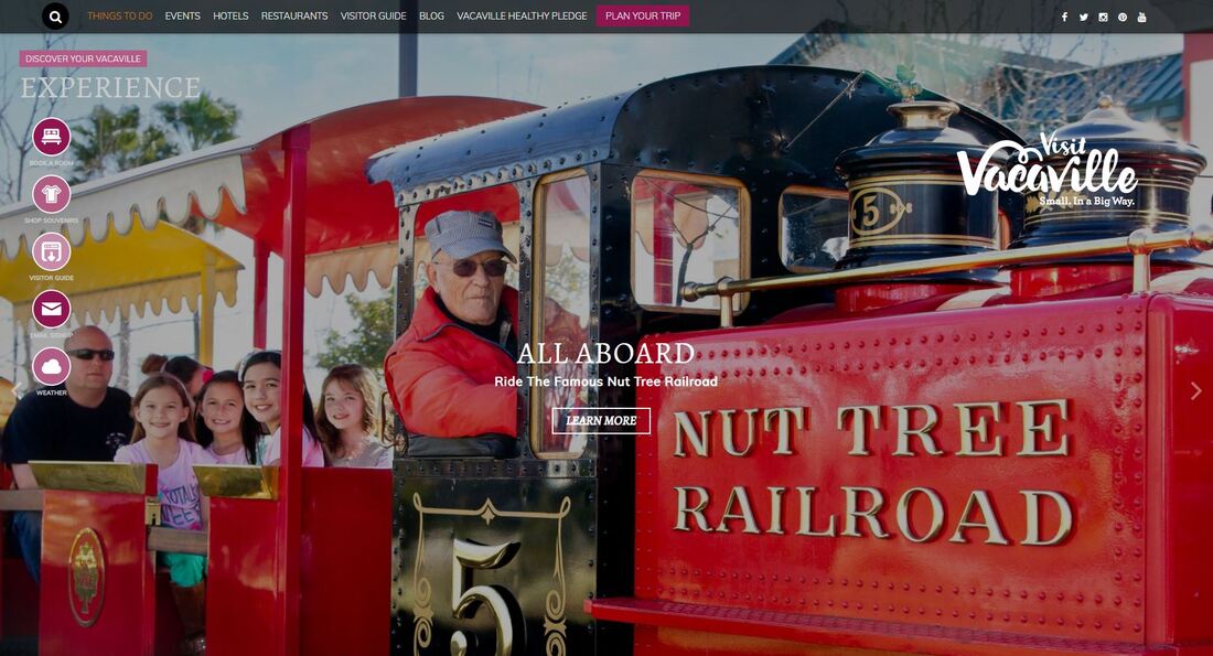 Nut Tree Railroad train with conductor and kids riding