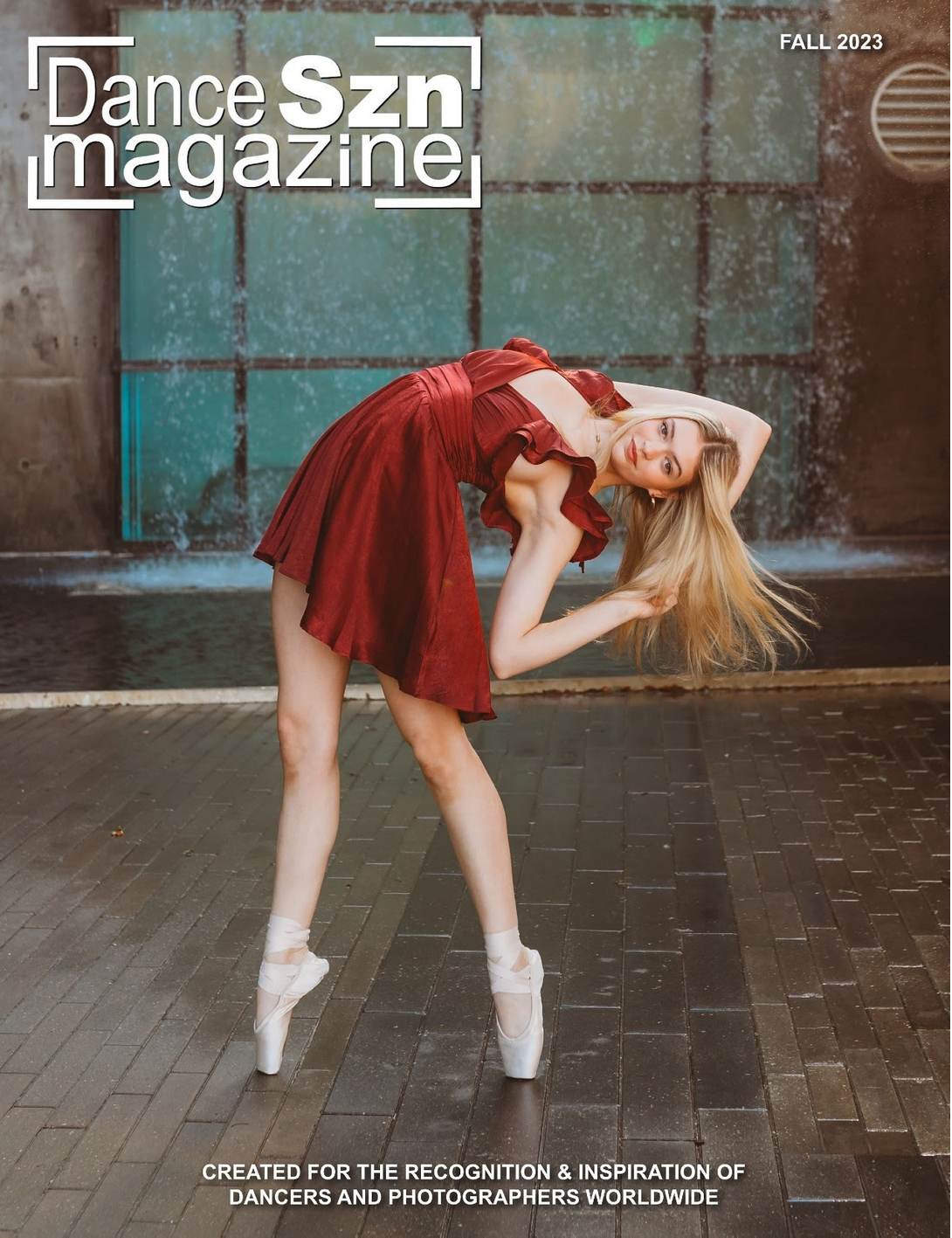 magazine cover with ballet dancer in red dress