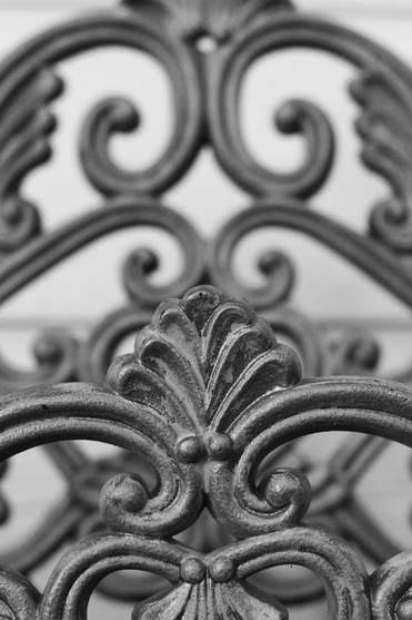 black and white of decorative metal 
