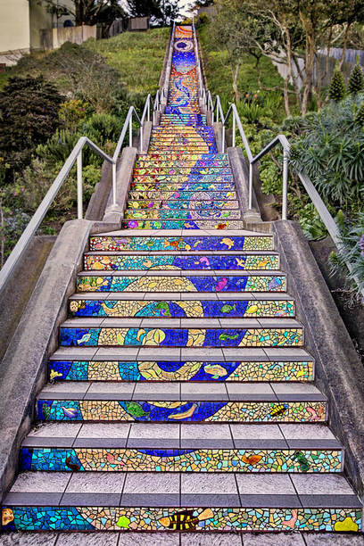 colorful tiled steps