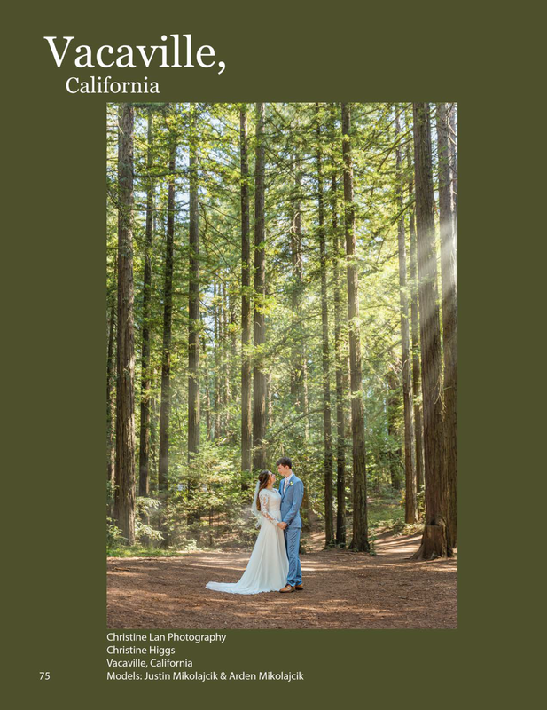 Groom and bride looking at each other  in a forestPicture